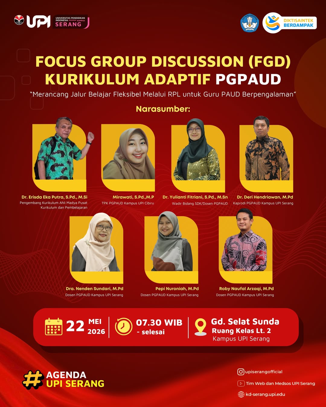 PGPAUD UPI Serang Gelar FGD Kurikulum Adaptif: Merancang Jalur Belajar Fleksibel melalui RPL untuk Guru PAUD Berpengalaman