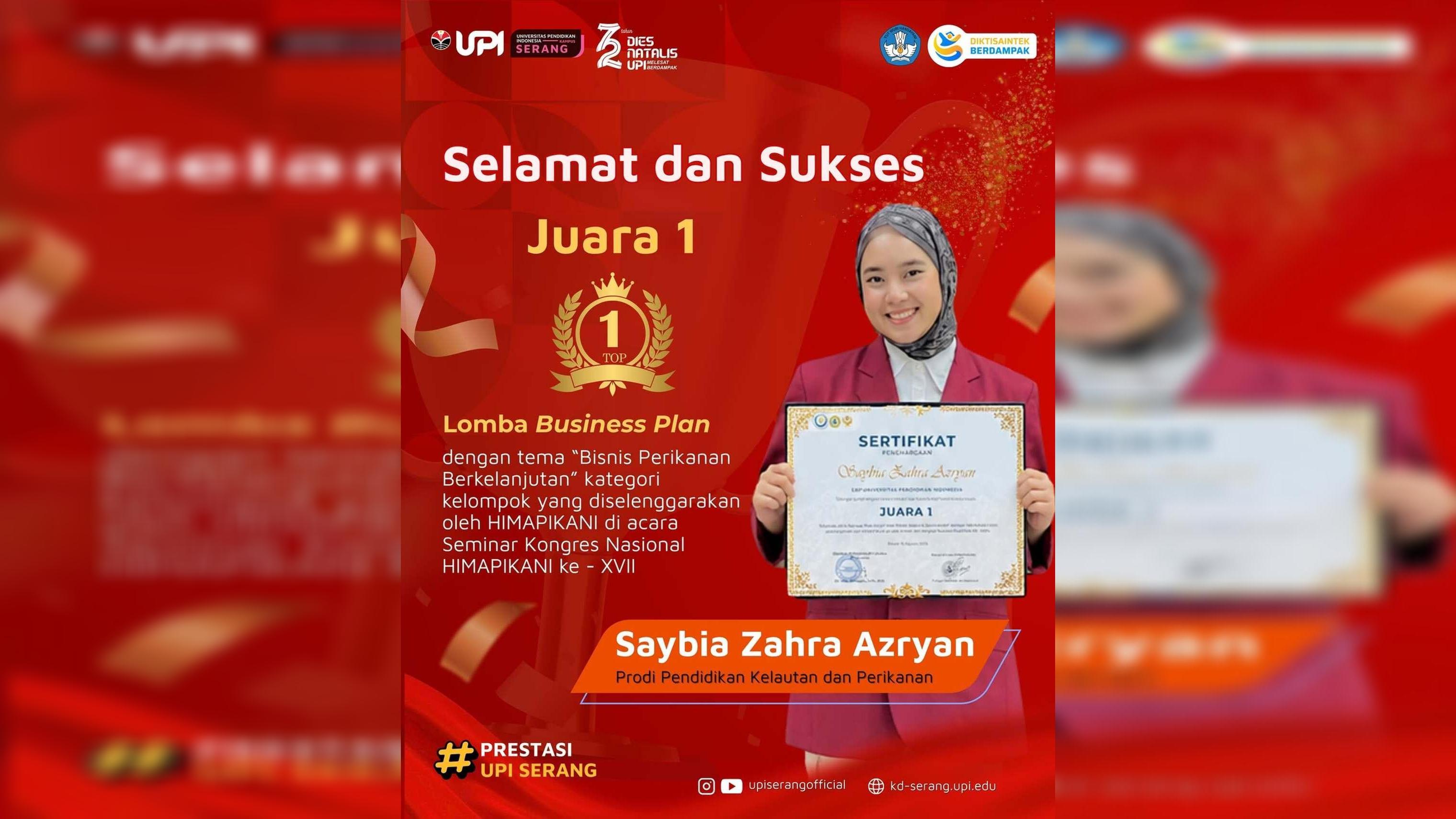 Mahasiswa Pendidikan Kelautan dan Perikanan UPI Serang Raih Juara 1 Lomba Business Plan pada Kongres Nasional HIMAPIKANI ke-XVII